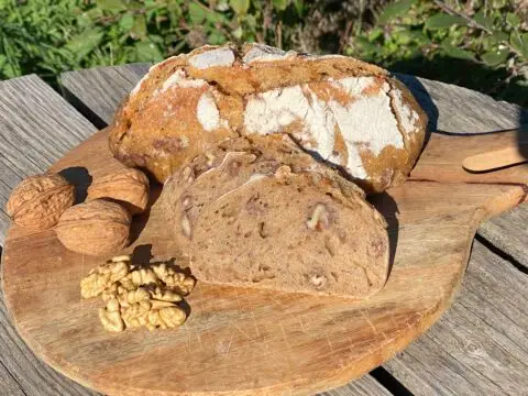 Pain au levain 100% blé et noix du périgord moulé 1kg