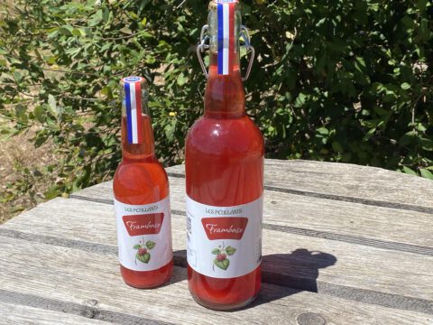 boisson petillante aux framboises entieres