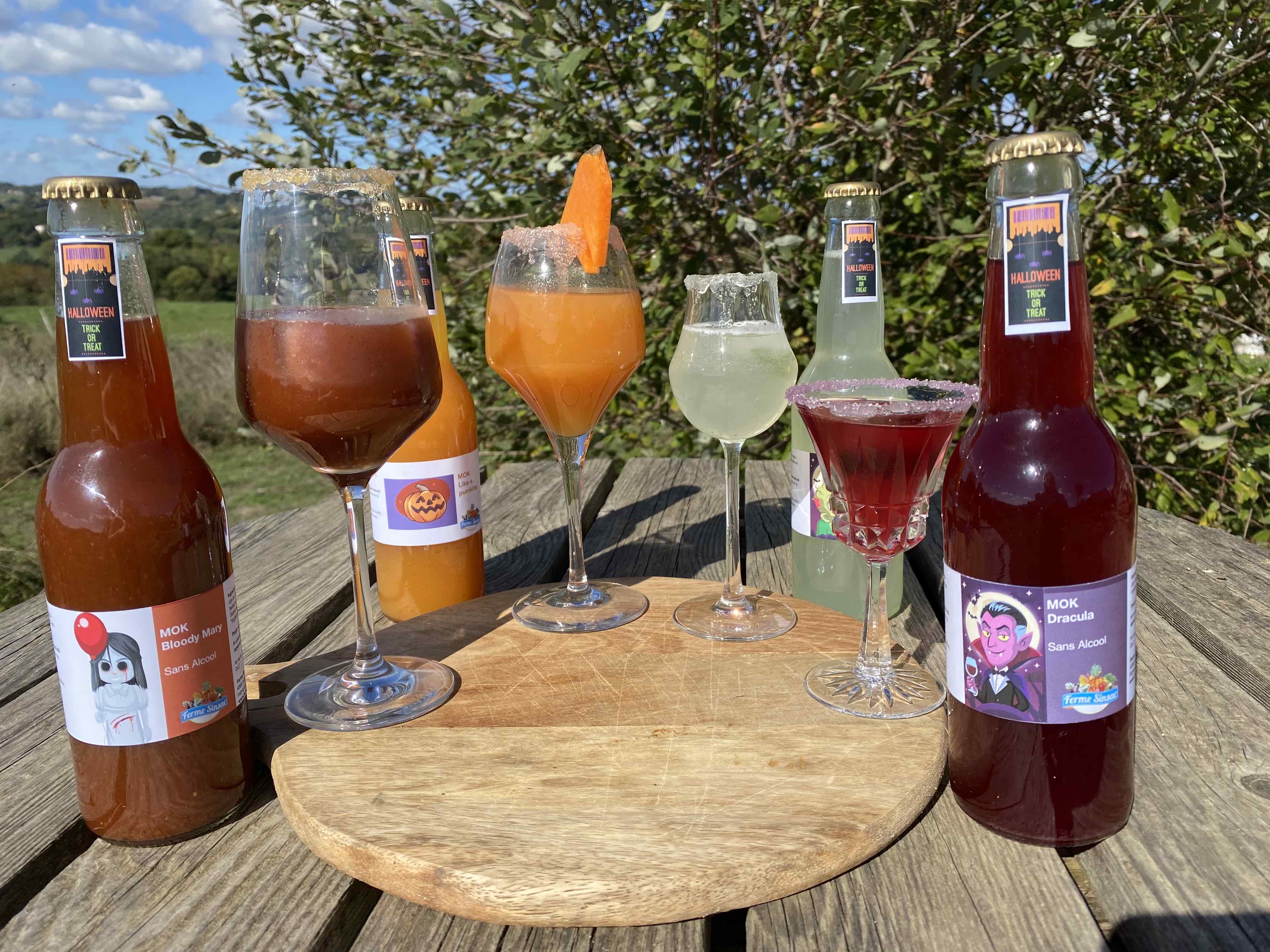 mocktails 4 gouts et couleurs cocktail sans alcool, abricot, peche, tomate, concombre, violette